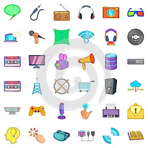 Application program icons set, cartoon style