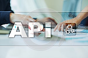 Application programming interface. API. Software development concept.