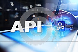 Application programming interface. API. Software development concept.