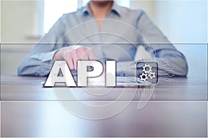 Application programming interface. API. Software development concept.