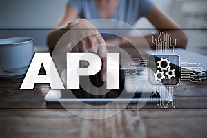 Application programming interface. API. Software development concept.
