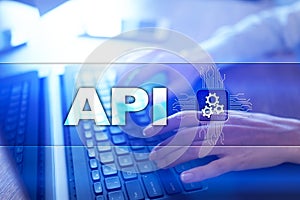 Application programming interface. API. Software development concept.