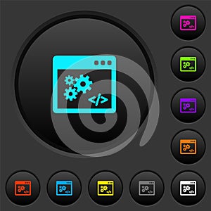 Application programming interface dark push buttons with color icons photo