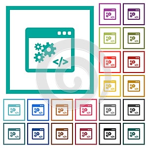 Application programming interface flat color icons with quadrant frames