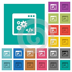 Application programming interface square flat multi colored icons