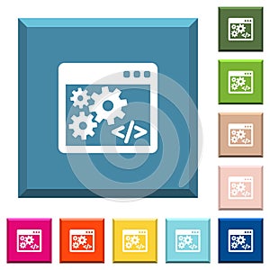 Application programming interface white icons on edged square buttons