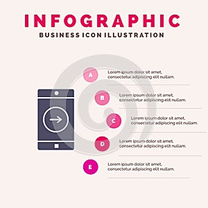 Application, right, Mobile, Mobile Application Solid Icon Infographics 5 Steps Presentation Background