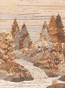 Application from slices of a birch bark: Falls