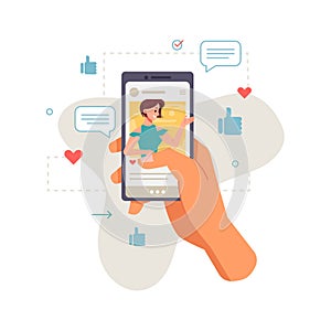 Application smartphone in hand social network chat