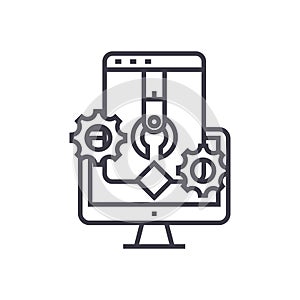 Application and software development concept vector thin line icon, symbol, sign, illustration on isolated background