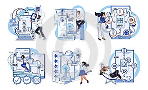 Application testing metaphor. Vector. App test, boot camp training for app before it gets released Software testing