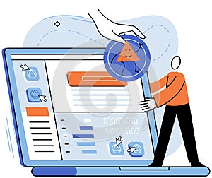 Application testing metaphor. Vector. App test, endurance test for evaluating apps resilience Software testing, sweep