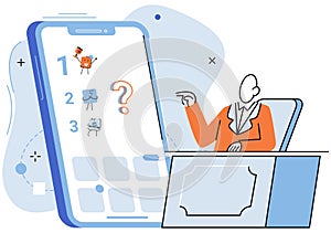 Application testing metaphor. Vector. App test, sandbox for validating apps functionality Software testing