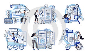 Application testing metaphor. Vector. App test, stress test for gauging apps robustness Software testing, fact-checker