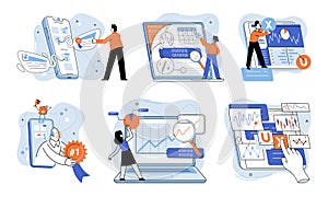 Application testing metaphor. Vector. App test, trial period before app cofficially make its debut Software testing