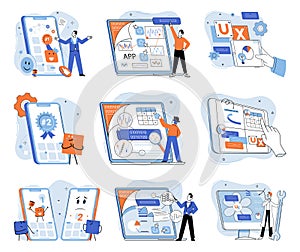 Application testing metaphor. Vector. Application testing, essential ritual before software meets its users