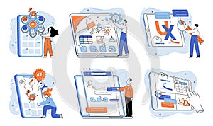 Application testing metaphor. Vector. Software testing, debug tool that keeps software environment cleand healthy