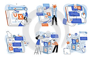 Application testing metaphor. Vector. Software testing, tool that polishes raw edges of code Application testing