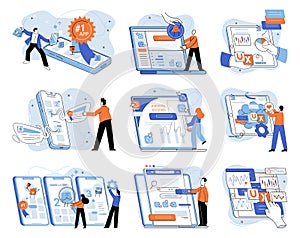 Application testing metaphor. Vector. Software testing, unsung hero ensuring every line of code functions as intended