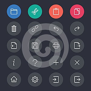 Application toolbar line icons