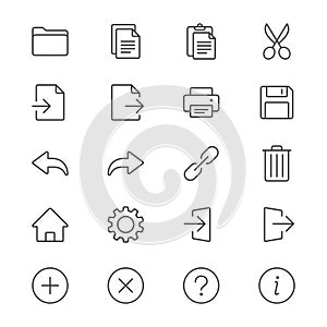 Application toolbar thin icons photo