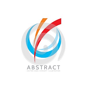 Application - vector business logo concept illustration. Colored ring with abstract shapes. Positive geometric sign in optimism.