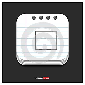 Application window interface icon Gray icon on Notepad Style template Vector EPS 10 Free Icon