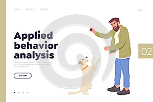 Applied behavior analysis concept for landing page promoting dog training club service online