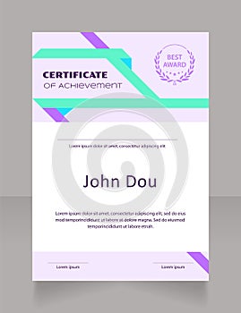 Applied economics certificate design template