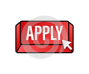 Apply with cursor button. Internet icon. Pointer click icon. Vector stock illustration