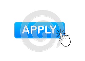 Apply with cursor button. Internet icon. Pointer click icon. Vector stock illustration.