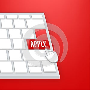 Apply with cursor button. Internet icon. Pointer click icon. Vector stock illustration.