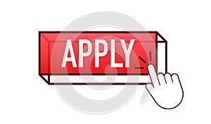 Apply with cursor button. Internet icon. Pointer click icon. Vector stock illustration.