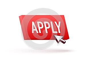 Apply with cursor button. Internet icon. Pointer click icon. Vector stock illustration.