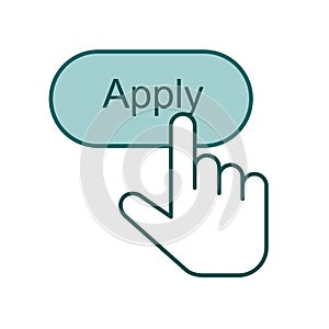 Apply green vector icon.Click icons with hand cursors Premium Vector