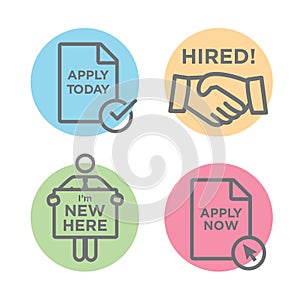 Apply and Hired Outline Icons with Person