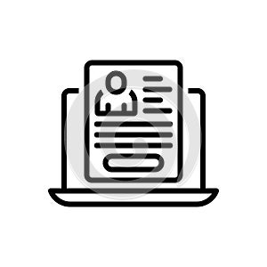 Black line icon for Apply, enforce and resume photo