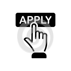 Black solid icon for Apply, registration and online