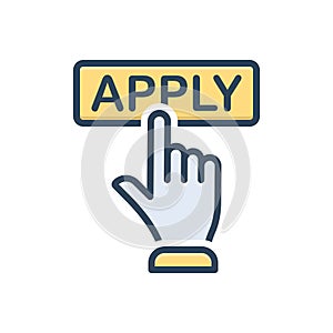 Color illustration icon for Apply, registration and online