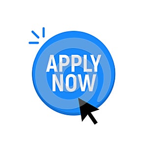 Apply now job submit button icon. Vector apply now click cursor