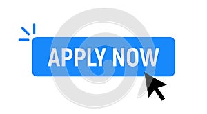 Apply now job submit button icon. Vector apply now click cursor