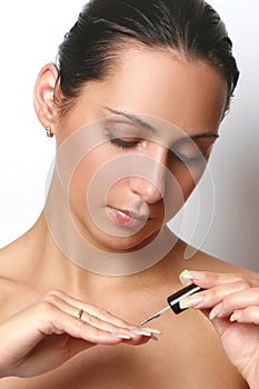 Applying nail polish