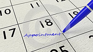 Appointment calendar pen and paper