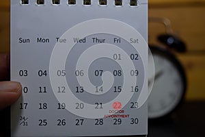 Appointment Dentist write on calendar. Date 22. Reminder or Schedule Concepts