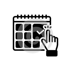 Black solid icon for Appointment, agenda and table