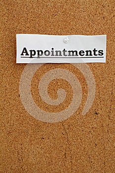 Appointments on cork board