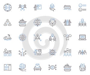 Apportionment line icons collection. Allocation, Distribution, Partitioning, Assignation, sharing, Division, Allotment