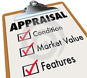 Appraisal Words Checklist Clipboard Factors Condition Market Val