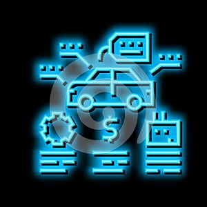 appraise car neon glow icon illustration