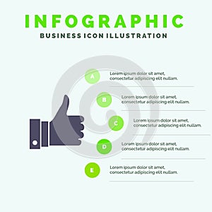 Appreciate, Remarks, Good, Like Solid Icon Infographics 5 Steps Presentation Background